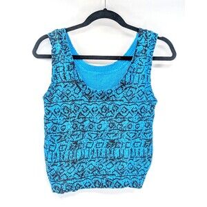 The Limited Express Instant Glamour Blue Aztec Western Vtg Tank Top Size S/M